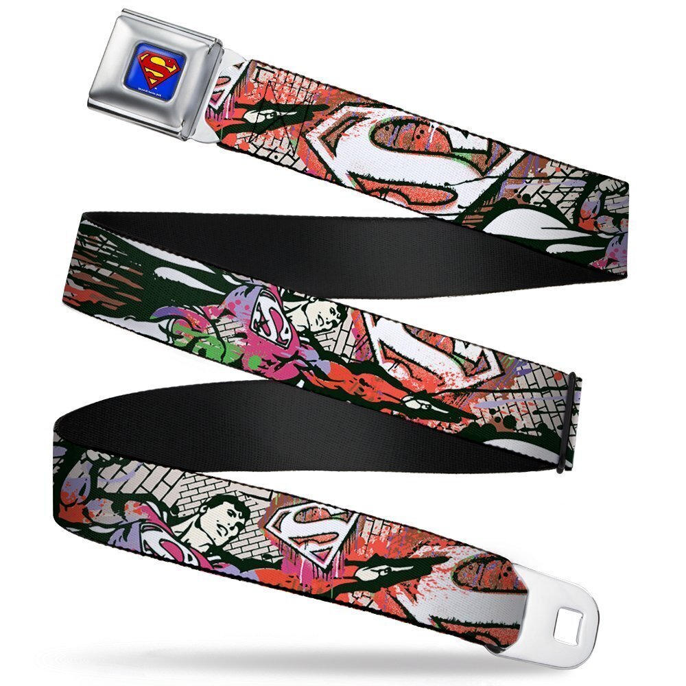 1880 Seatbelt Belt - Superman Color Flying Bricks Scene - 1.0" Wide - 20-36